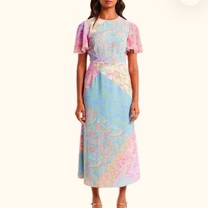 Never Fully Dressed Mixed Paisley Midi Dress